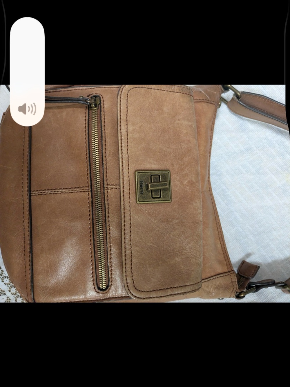 Born vintage cognac shoulder bag with turn lock closure